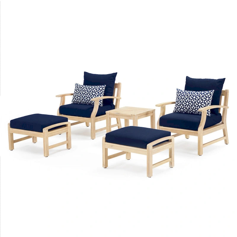 Kooper 5 Piece Sunbrella Outdoor Patio Club Chair And Ottoman Set