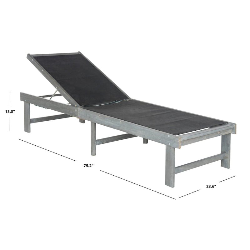 SAFAVIEH Outdoor Living Manteca Ash Grey Acacia Wood Lounge Chair - 23.6 x75.2 x13  - 24 W x 75 D x 13 H