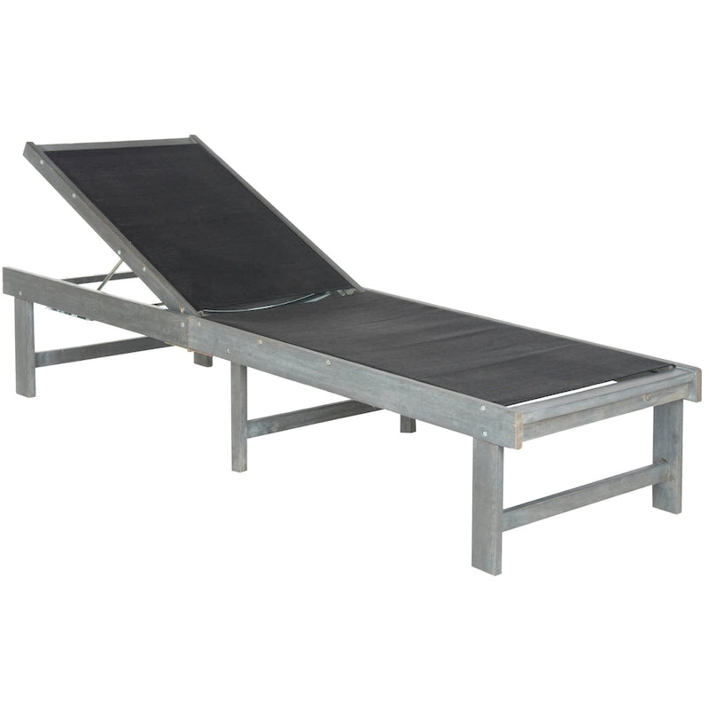 SAFAVIEH Outdoor Living Manteca Ash Grey Acacia Wood Lounge Chair - 23.6 x75.2 x13  - 24 W x 75 D x 13 H