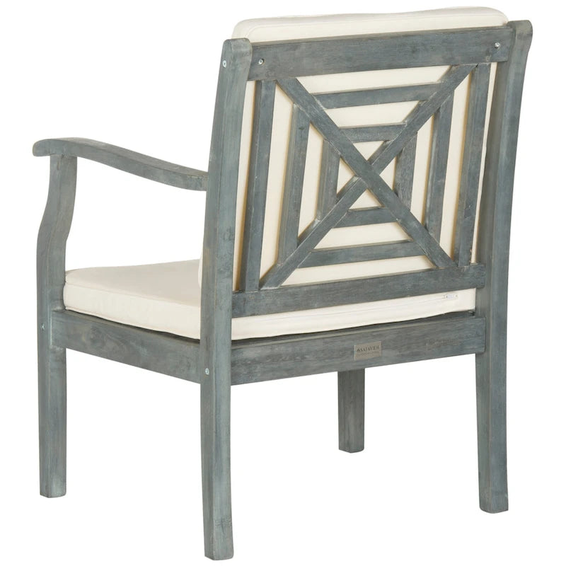 SAFAVIEH Outdoor Living Colfax Brown Acacia Wood 5-piece Beige Cushion Patio Set - Ash Grey/Beige - 35 W x 35 D x 14 H