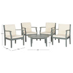 SAFAVIEH Outdoor Living Colfax Brown Acacia Wood 5-piece Beige Cushion Patio Set - Ash Grey/Beige - 35 W x 35 D x 14 H