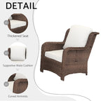 5 Piece Rattan Outdoor Sectional Conversation Set with 3 Seat Couch 2 Chairs and Ottomans for Patio or Balcony