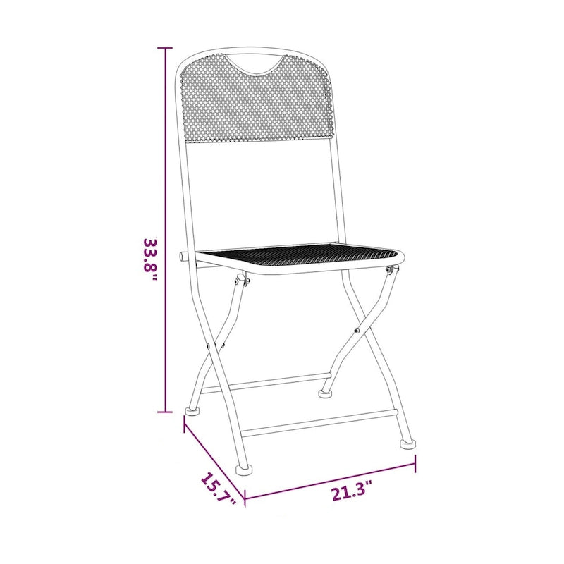 Outdoor Patio Folding Dining Chair Set of 4, Dark Gray Mesh Metal