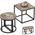 Modern Oval 3pc Coffee Table Set w/2 End Tables & Metal Frame