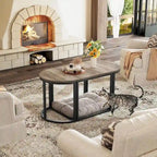 Modern Oval 3pc Coffee Table Set w/2 End Tables & Metal Frame
