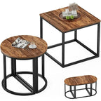 Modern Oval 3pc Coffee Table Set w/2 End Tables & Metal Frame