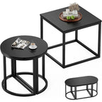Modern Oval 3pc Coffee Table Set w/2 End Tables & Metal Frame
