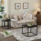 Modern Oval 3pc Coffee Table Set w/2 End Tables & Metal Frame