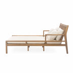 Wooden Patio Lounge Chair - 2-Position Chaise with Curved Armrests and 4 Cushions