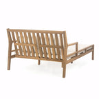 Wooden Patio Lounge Chair - 2-Position Chaise with Curved Armrests and 4 Cushions