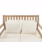 Wooden Patio Lounge Chair - 2-Position Chaise with Curved Armrests and 4 Cushions