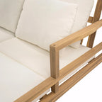 Wooden Patio Lounge Chair - 2-Position Chaise with Curved Armrests and 4 Cushions