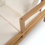 Wooden Patio Lounge Chair - 2-Position Chaise with Curved Armrests and 4 Cushions