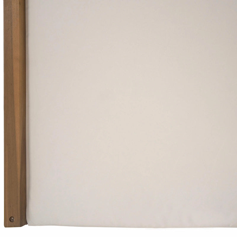 Wooden Patio Lounge Chair - 2-Position Chaise with Curved Armrests and 4 Cushions