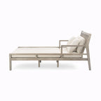 Wooden Patio Lounge Chair - 2-Position Chaise with Curved Armrests and 4 Cushions
