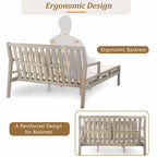 Wooden Patio Lounge Chair - 2-Position Chaise with Curved Armrests and 4 Cushions