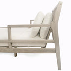 Wooden Patio Lounge Chair - 2-Position Chaise with Curved Armrests and 4 Cushions