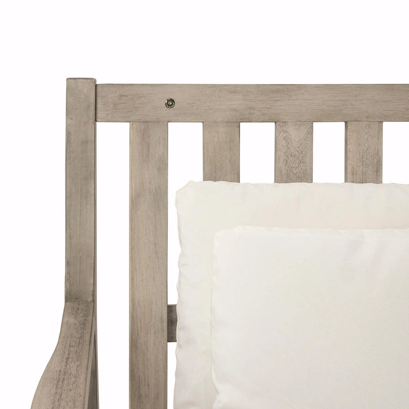 Wooden Patio Lounge Chair - 2-Position Chaise with Curved Armrests and 4 Cushions