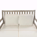 Wooden Patio Lounge Chair - 2-Position Chaise with Curved Armrests and 4 Cushions