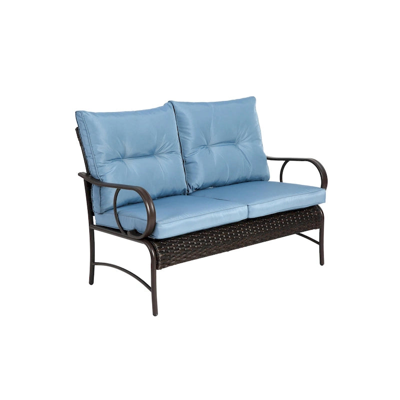 4 Piece Outdoor Patio Furniture Sets, Wicker Conversation Set for Porch Deck, Rattan Sofa Chair with Cushion