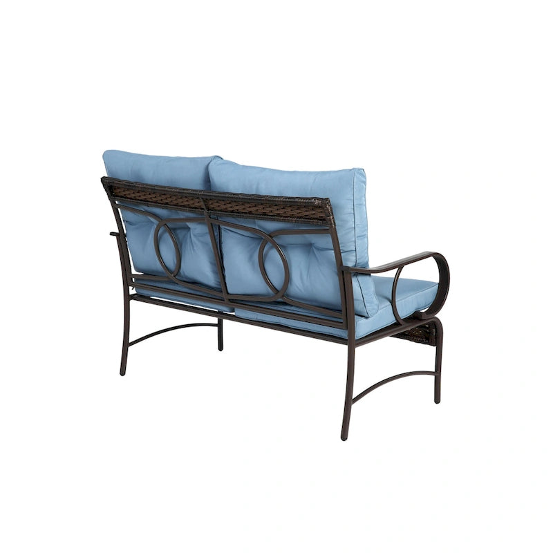 4 Piece Outdoor Patio Furniture Sets, Wicker Conversation Set for Porch Deck, Rattan Sofa Chair with Cushion