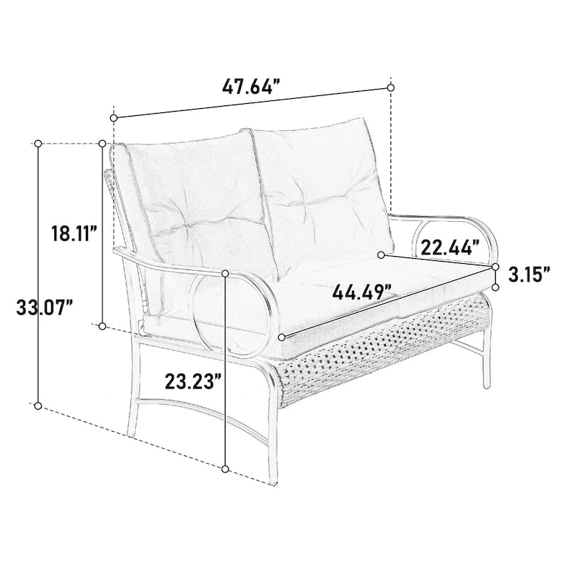 4 Piece Outdoor Patio Furniture Sets, Wicker Conversation Set for Porch Deck, Rattan Sofa Chair with Cushion