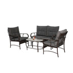 4 Piece Outdoor Patio Furniture Sets, Wicker Conversation Set for Porch Deck, Rattan Sofa Chair with Cushion