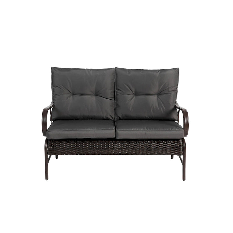 4 Piece Outdoor Patio Furniture Sets, Wicker Conversation Set for Porch Deck, Rattan Sofa Chair with Cushion