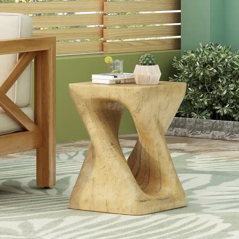 Christopher Knight Home - Stella Twisted Spiral Wood Grain Side Table