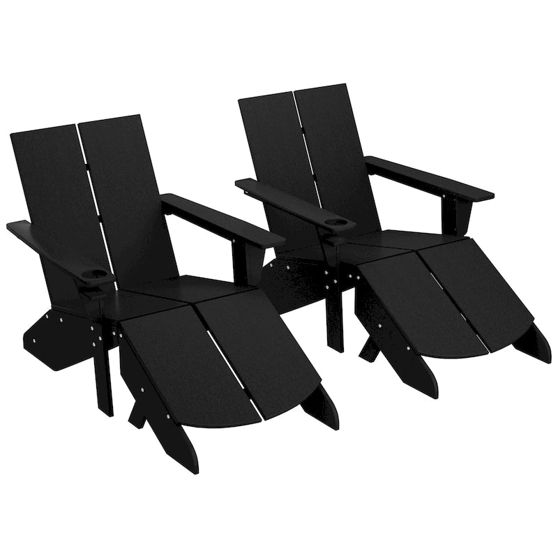 Polytrends Coastin Modern Poly Adirondack Chair With Ottoman (Set of 2)