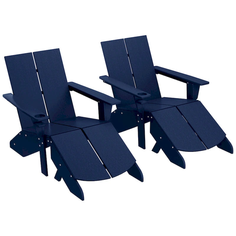Polytrends Coastin Modern Poly Adirondack Chair With Ottoman (Set of 2)