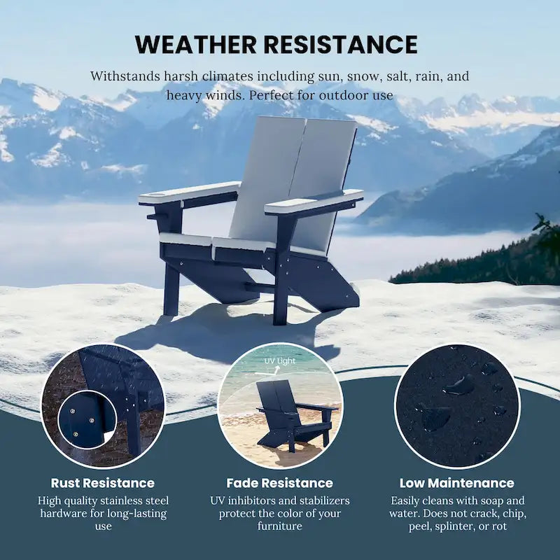 Polytrends Coastin Modern Poly Adirondack Chair With Ottoman (Set of 2)