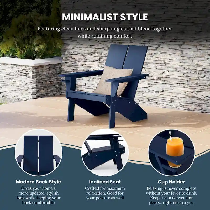 Polytrends Coastin Modern Poly Adirondack Chair With Ottoman (Set of 2)