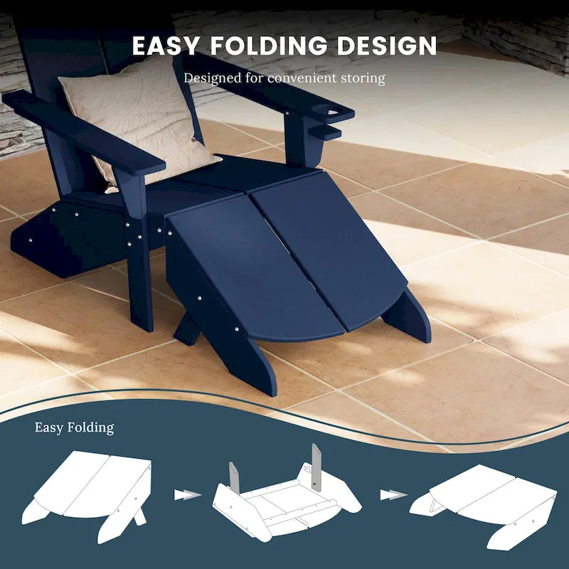 Polytrends Coastin Modern Poly Adirondack Chair With Ottoman (Set of 2)