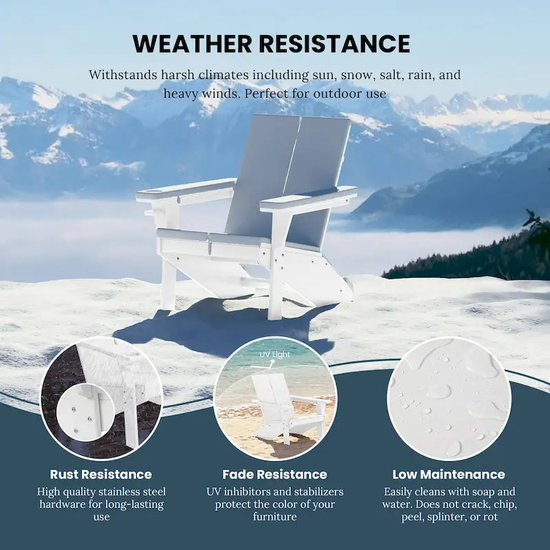 Polytrends Coastin Modern Poly Adirondack Chair With Ottoman (Set of 2)