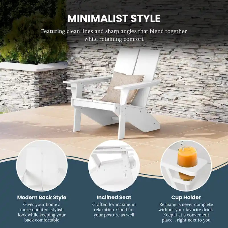 Polytrends Coastin Modern Poly Adirondack Chair With Ottoman (Set of 2)