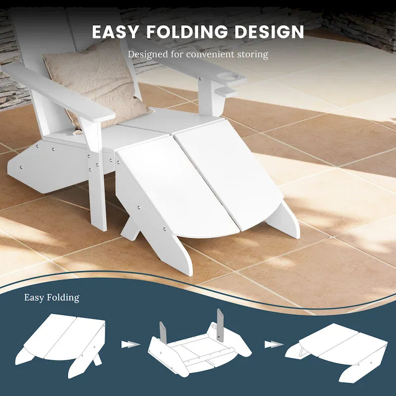 Polytrends Coastin Modern Poly Adirondack Chair With Ottoman (Set of 2)