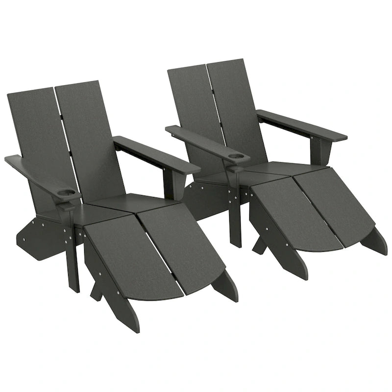 Polytrends Coastin Modern Poly Adirondack Chair With Ottoman (Set of 2)