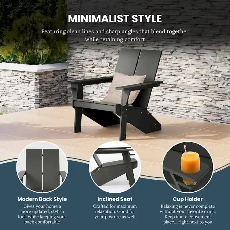 Polytrends Coastin Modern Poly Adirondack Chair With Ottoman (Set of 2)