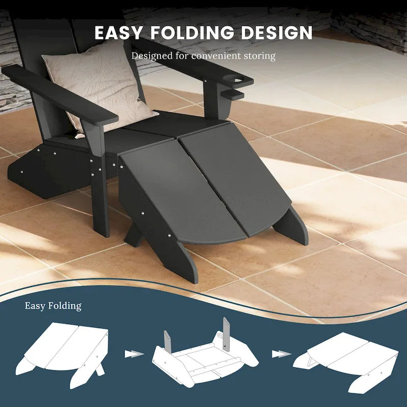 Polytrends Coastin Modern Poly Adirondack Chair With Ottoman (Set of 2)