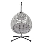 Versatile Egg Chair for Indoor and Outdoor Use, PE Rattan Patio Swing Hanging Chair with Stand and Cushion