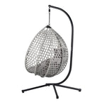 Versatile Egg Chair for Indoor and Outdoor Use, PE Rattan Patio Swing Hanging Chair with Stand and Cushion