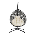 Versatile Egg Chair for Indoor and Outdoor Use, PE Rattan Patio Swing Hanging Chair with Stand and Cushion