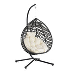Versatile Egg Chair for Indoor and Outdoor Use, PE Rattan Patio Swing Hanging Chair with Stand and Cushion