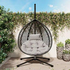 Versatile Egg Chair for Indoor and Outdoor Use, PE Rattan Patio Swing Hanging Chair with Stand and Cushion