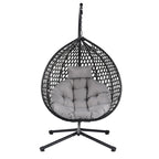 Versatile Egg Chair for Indoor and Outdoor Use, PE Rattan Patio Swing Hanging Chair with Stand and Cushion