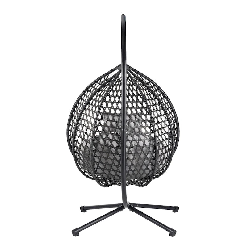 Versatile Egg Chair for Indoor and Outdoor Use, PE Rattan Patio Swing Hanging Chair with Stand and Cushion
