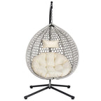 Versatile Egg Chair for Indoor and Outdoor Use, PE Rattan Patio Swing Hanging Chair with Stand and Cushion