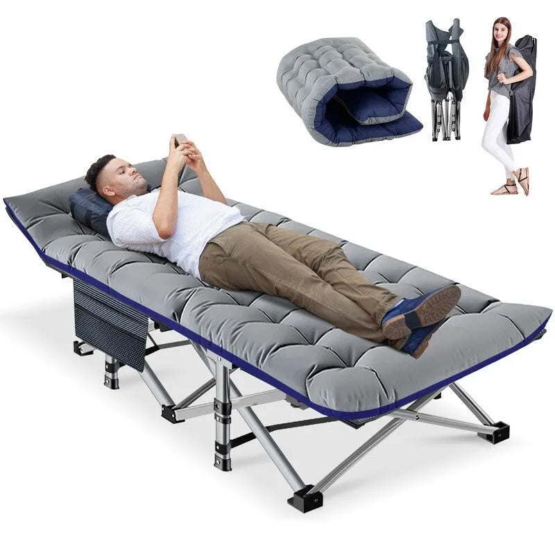 Folding Camping Cot, Double Layer Oxford Cot, for Camp and Office Use