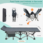 Folding Camping Cot, Double Layer Oxford Cot, for Camp and Office Use